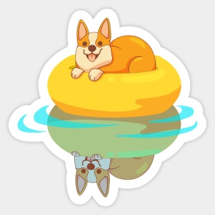 Corgi in the pool Sticker